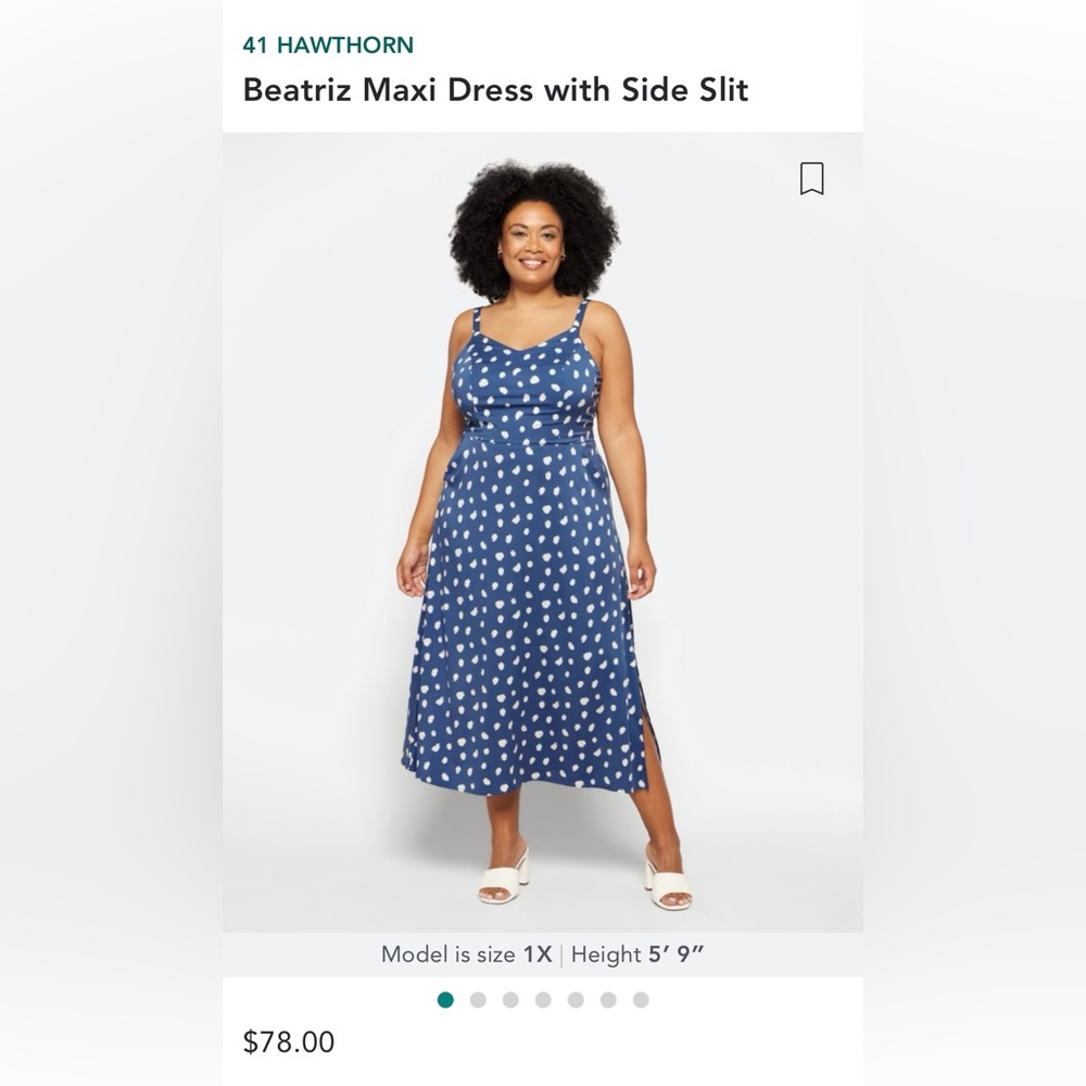 41 Hawthorn - Beatriz maxi dress.   Soft blue w polka dots and POCKETS